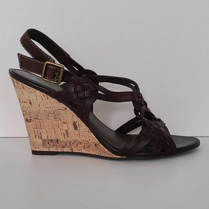 Lauren Dark Brown Leather Wedge Sandal